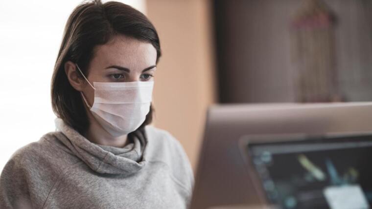 Student with face mask