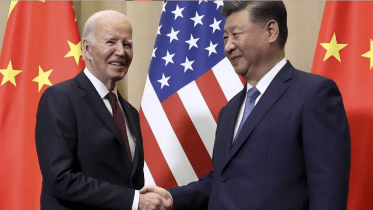 A photo of Joe Biden and Xi Jinping